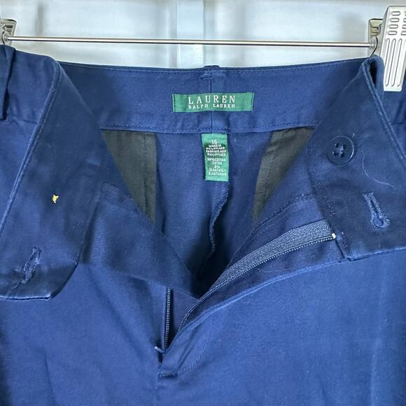 Lauren Ralph Lauren Women's‎ 16 Blue Flat Front Chino Shorts Preppy Classic - Picture 2 of 10